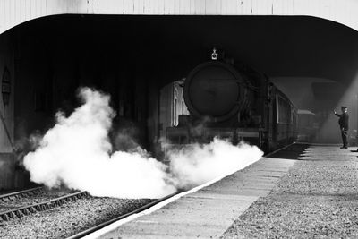 Train on railroad station platform