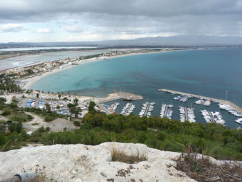 High angle view of sea against sky