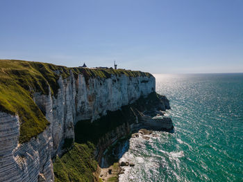 Scenic view of sea against clear sky