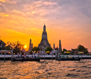 View of temple against sky during sunset