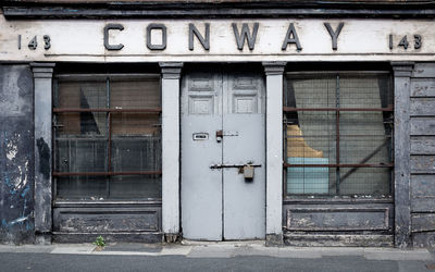 Closed door of building