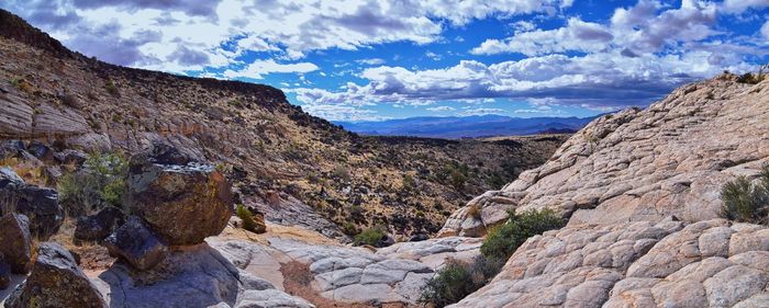 Scenic view of mountains against sky