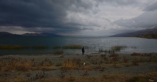 Scenic view of lake against sky