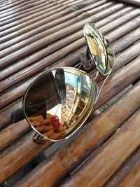 High angle view of sunglasses on table