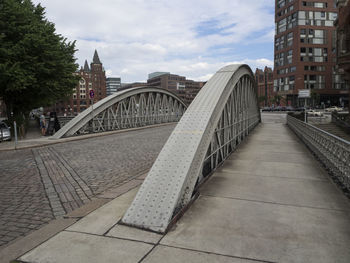 Modern bridge against sky in city