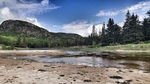 Scenic view of lake against sky