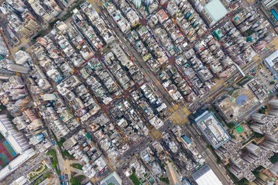 High angle view of buildings in city