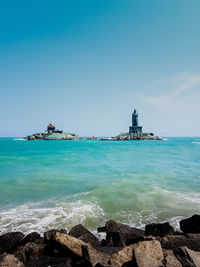 Scenic view of sea against clear sky