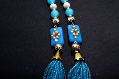 High angle view of decoration against black background