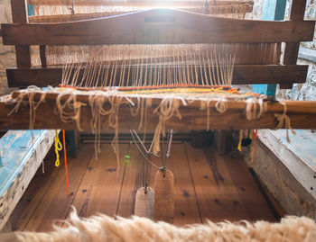 Weaving machinery at handloom factory