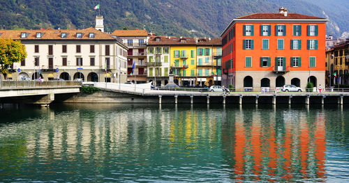 Reflection of buildings in water