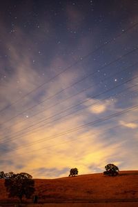 Scenic view of field against sky at night