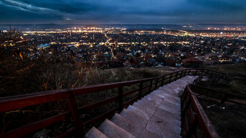 High angle view of cityscape against sky