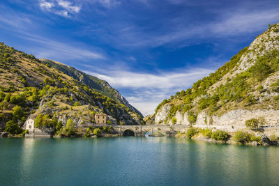 Scenic view of lake against sky