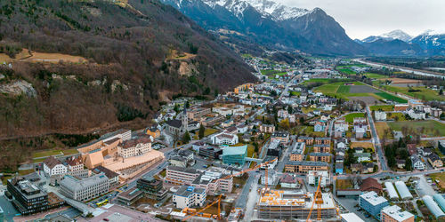 Aerial view of vaduz, the capital of liechtenstein