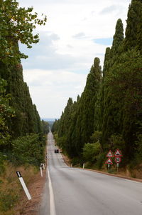 Road amidst trees against sky