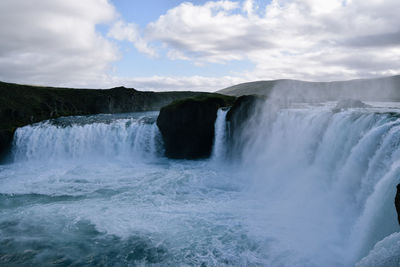 Scenic view of waterfall