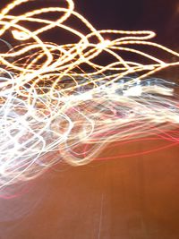 Close-up of light trails at night