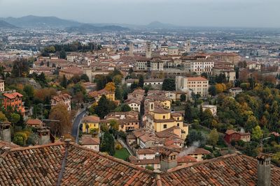 High angle view of townscape against sky