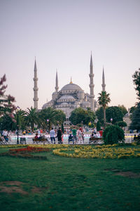 Sultan ahmed mosque against clear sky during sunset