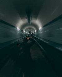 Blurred motion of subway tunnel