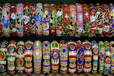 Full frame shot of multi colored candies for sale in market