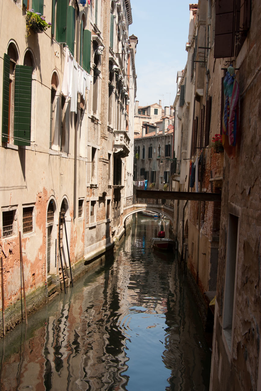 CANAL AMIDST BUILDINGS AGAINST SKY