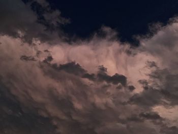 Low angle view of cloudscape against sky during sunset