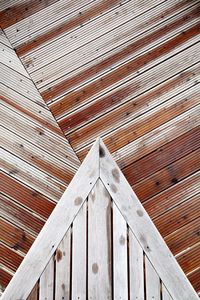 Low angle view of roof of barn