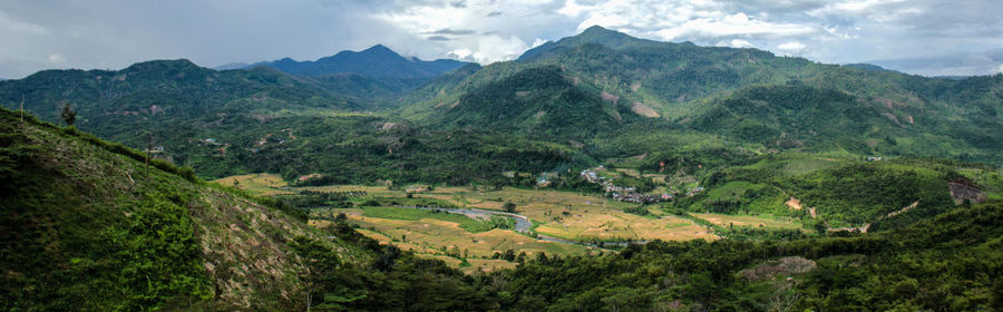 Scenic view of mountains against sky