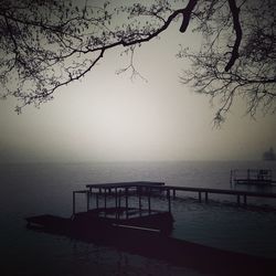 Scenic view of sea against sky at dusk