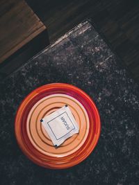 High angle view of cigarette on table