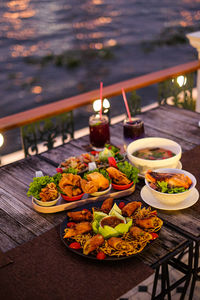 High angle view of food on table