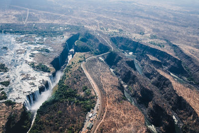 High angle view of road passing through landscape