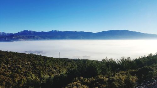 Scenic view of mountains against clear sky