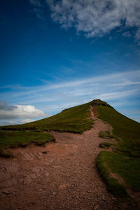 Scenic view of landscape against blue sky