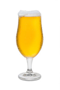 Close-up of beer glass against white background