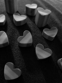 High angle view of heart shape on table