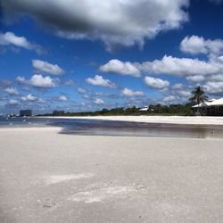 Scenic view of sea against cloudy sky