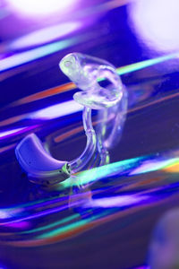 Close-up of bubbles against blue background