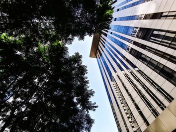 Low angle view of buildings against clear sky