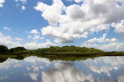 Scenic view of lake against sky