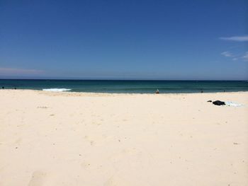 Scenic view of sea against blue sky