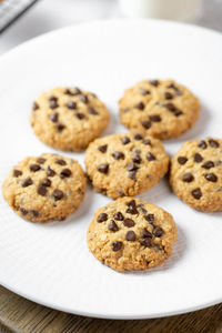 Close-up of cookies in plate