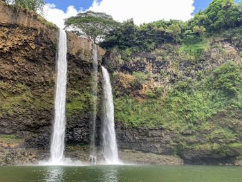 View of waterfall in forest