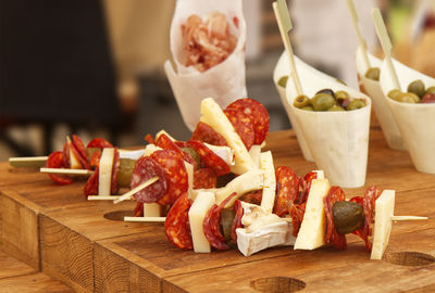 Close-up of food on table