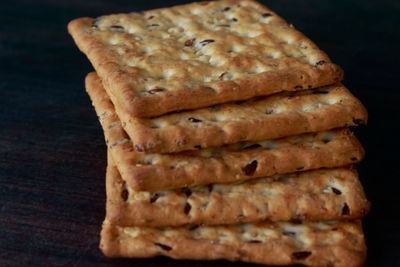 High angle view of cookies on table