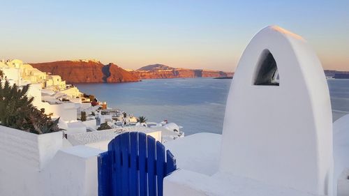Panoramic view of sea against clear sky