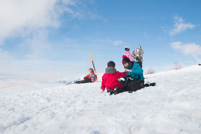 Family on winter holidays