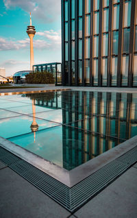 Reflection of building in water